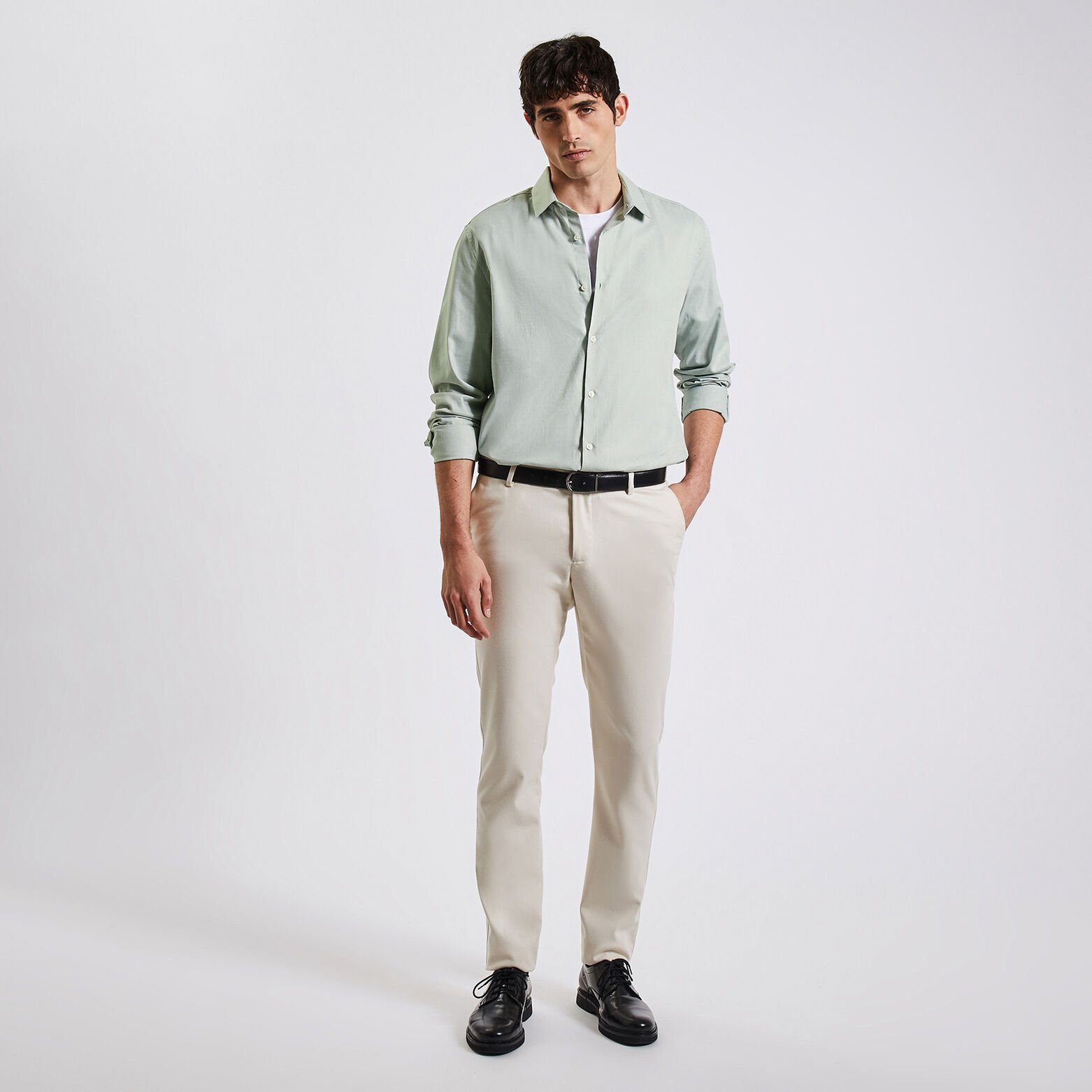 Chemise slim oxford unie coton Vert clair