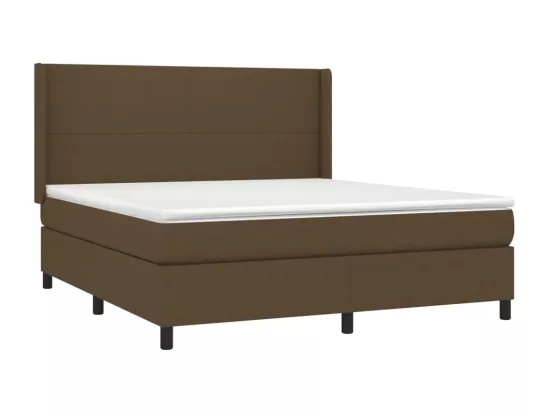 Sommier tapissier matelas et LED Marron foncé 180x200cm Tissu