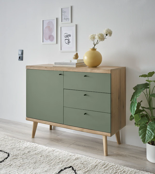 INOSIGN Sideboard »MAVAS« in moderner Trendfarbe, Griffe aus Metall (Schwarz), Breite 107 cm