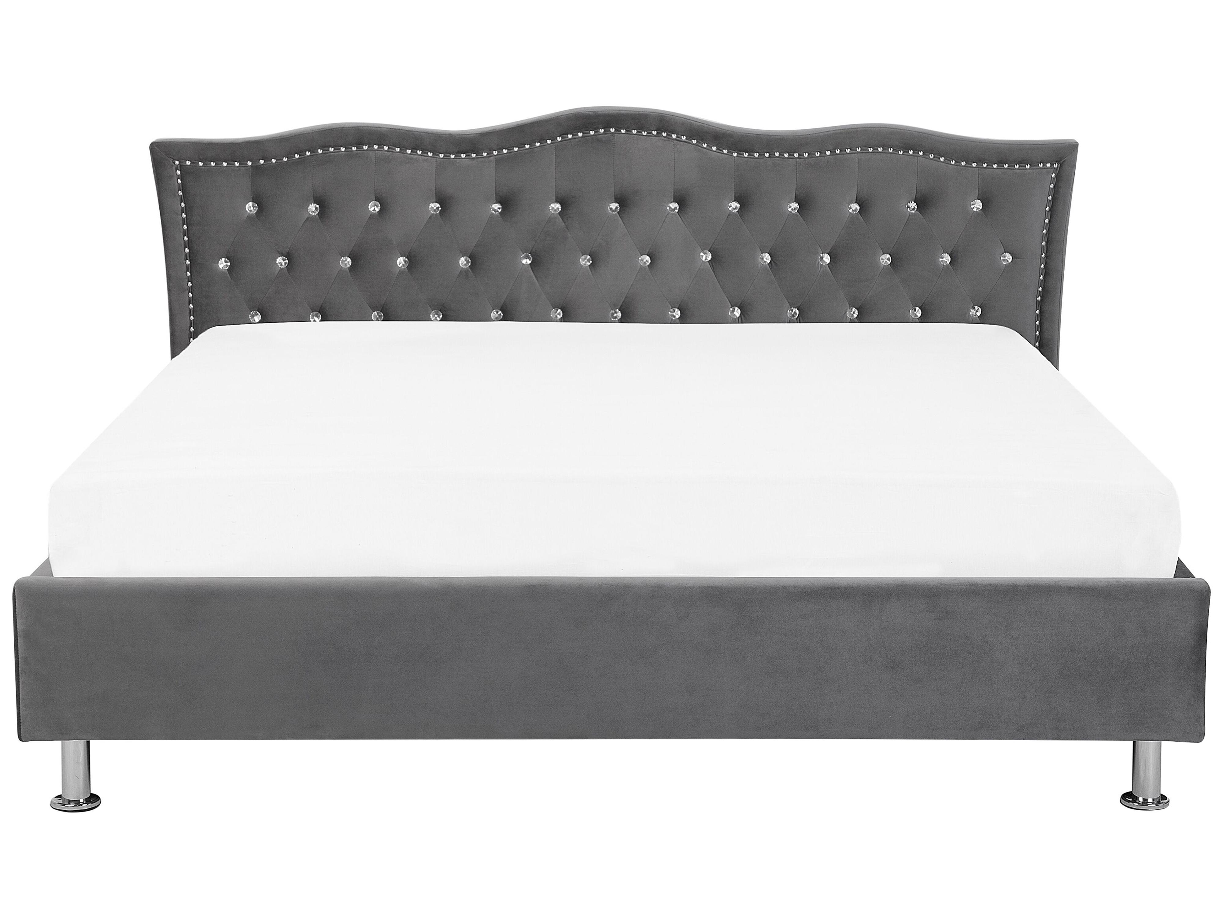 Bed Fluweel METZ 180 x 200 cm Donkergrijs