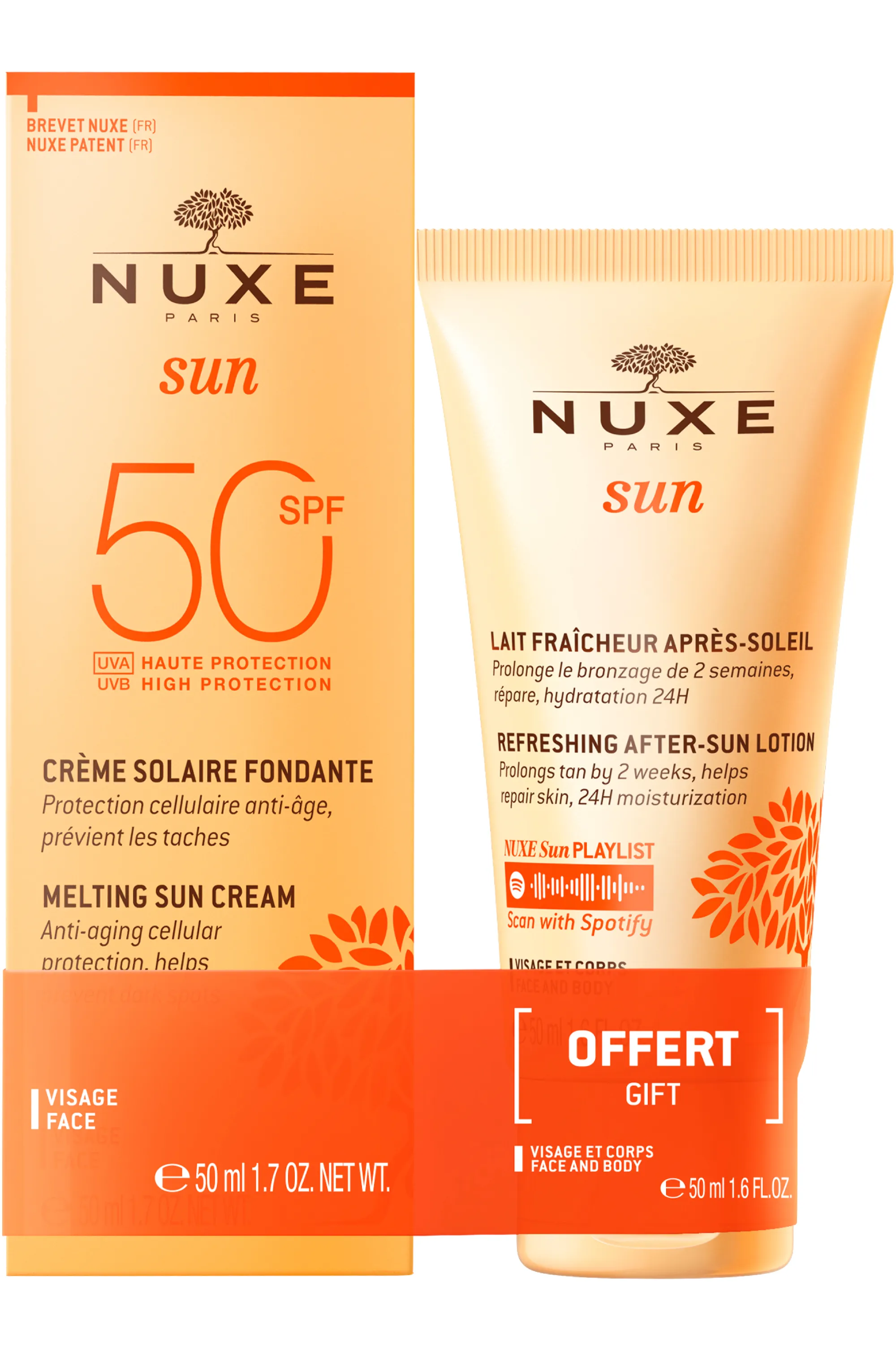 Nuxe Crème visage haute protection SPF50 + Lait après-soleil offert-100 ml