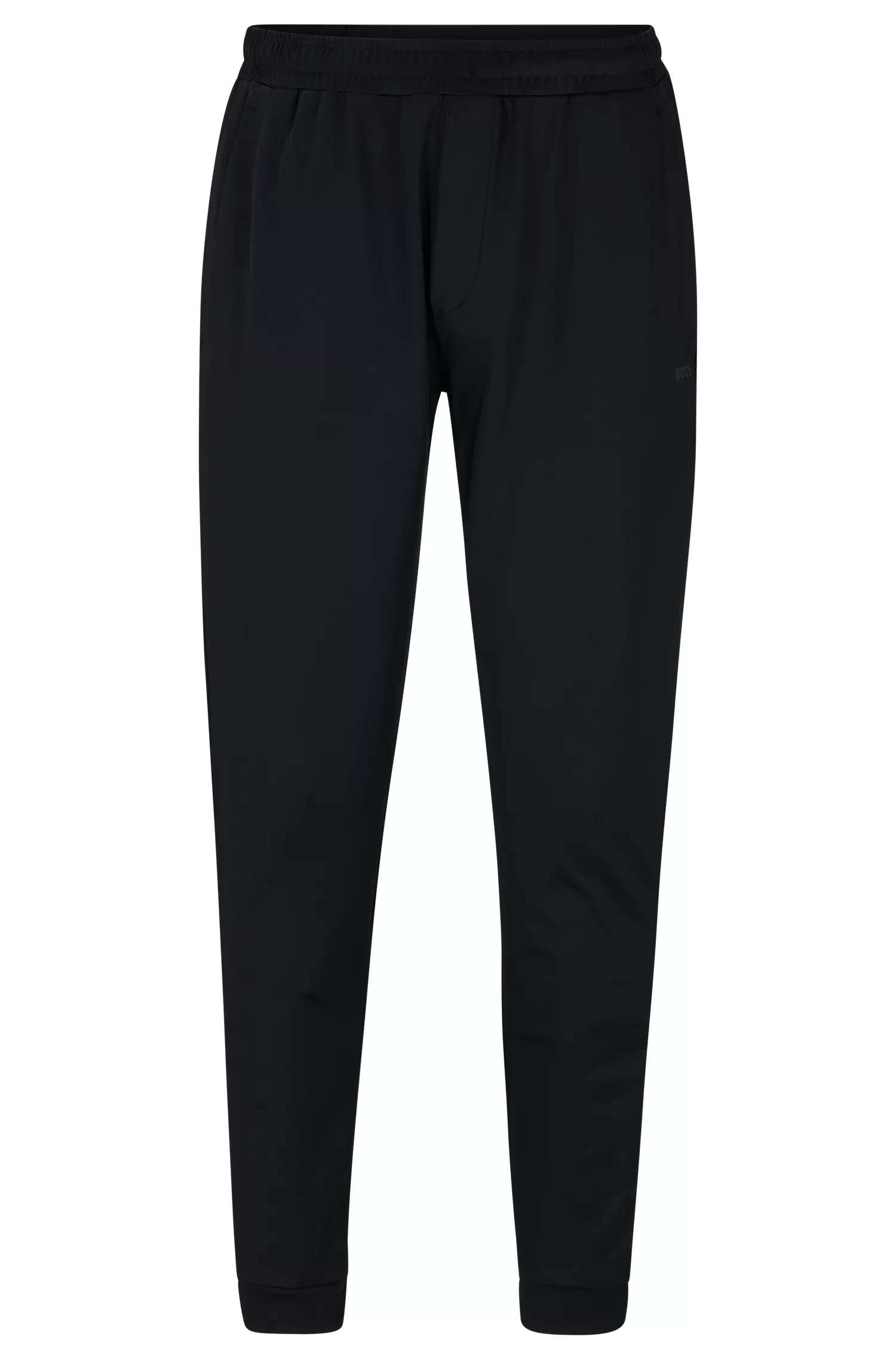 Calça de fato de treino BOSS verde com punhos, em tecido elástico para atividades físicas.