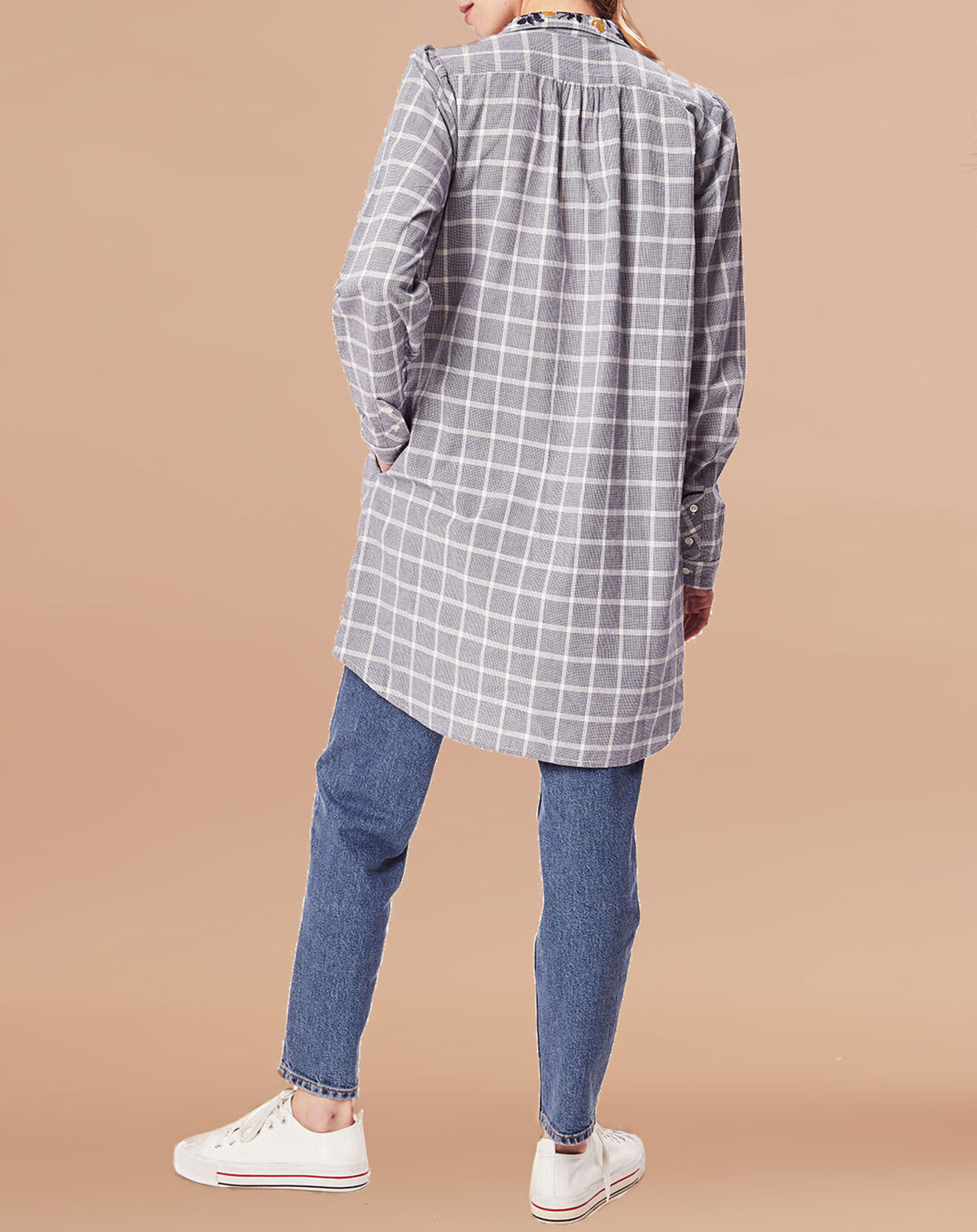 Inouitoosh Robe/Tunique Florencia en Coton blanc/marine
