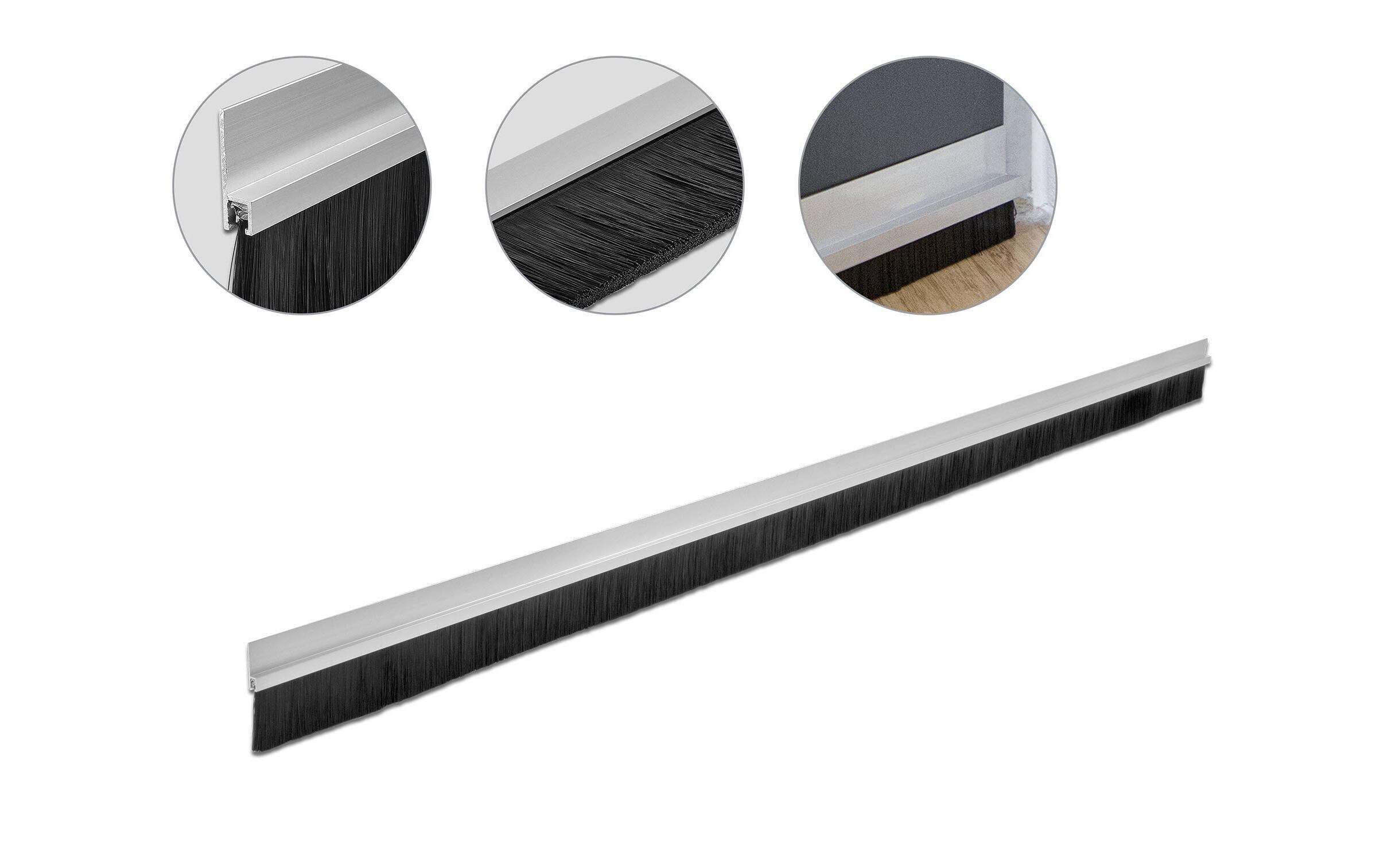 Türdichtschiene Alu-Profil Gerade, 1 m x 40 mmDelock Bürstenstreifen 40 mm mit Alu-Profil gerade – Länge 1 m