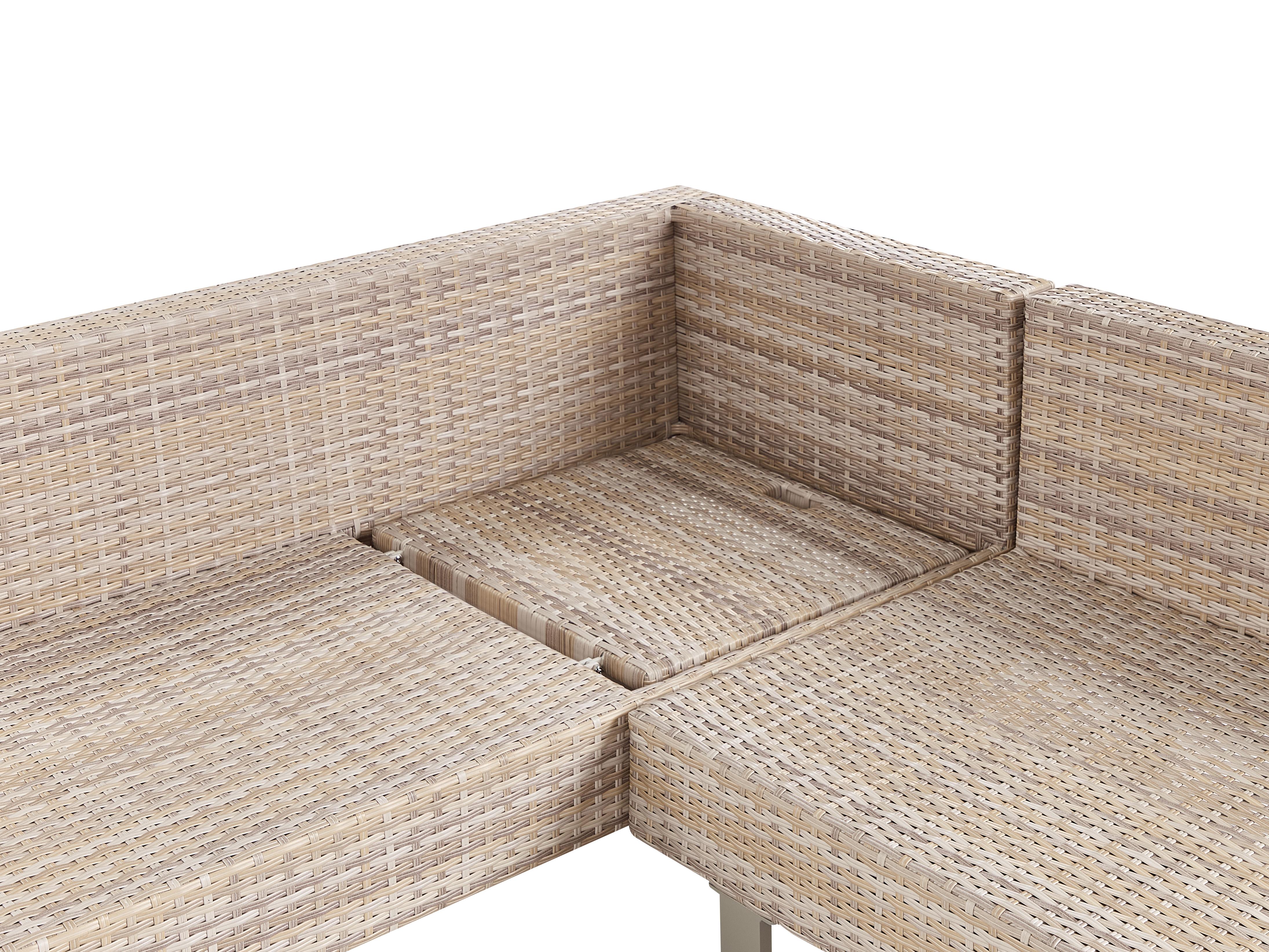 Tuin hoekloungeset met tafel 5-zits LANCIANO rechtszijdig PE rotan Gebroken wit