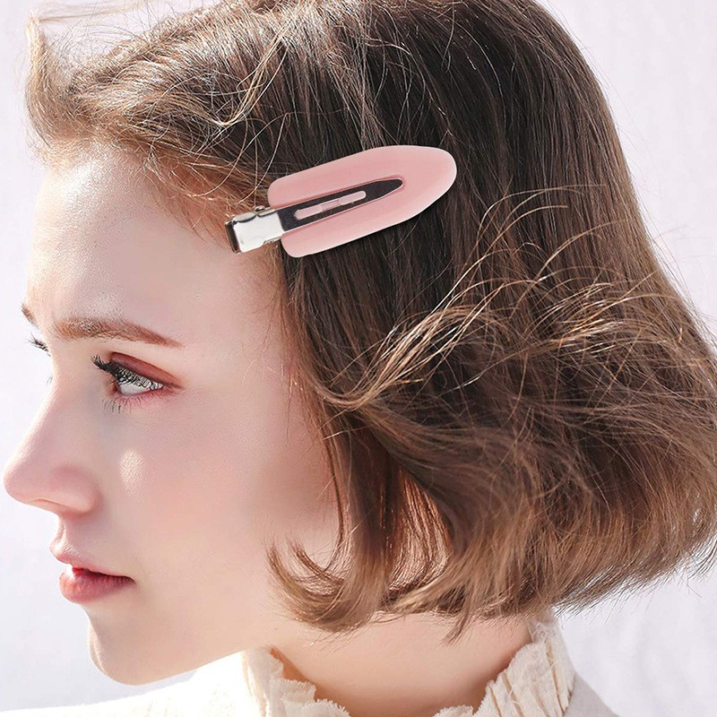 (8er Set) No Crease Haarspangen Klammern Haarschmuck Clips - Schwarz / Rosa / Weiss