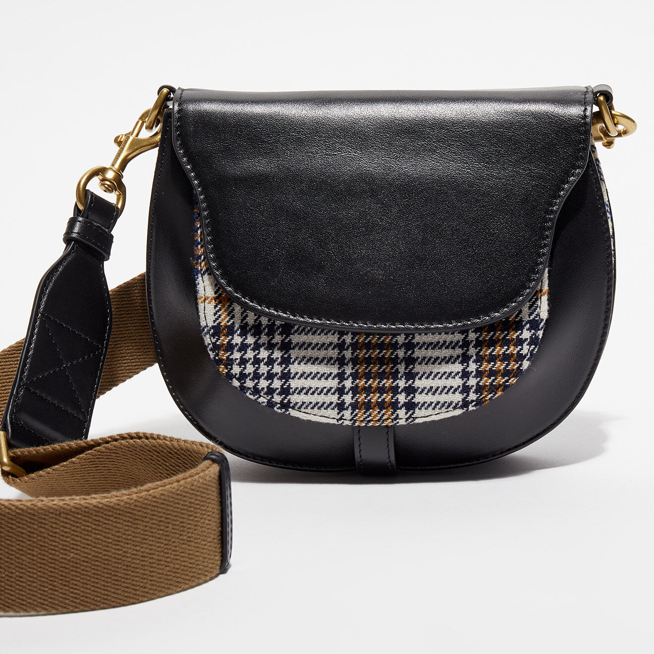 Inouitoosh Sac besace en Laine & Cuir Nichols noir - 18x14.5 cm