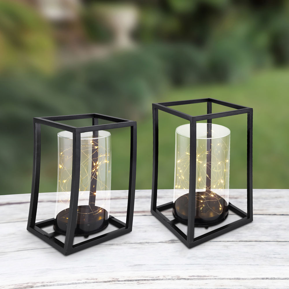 LED Solarleuchte, Gartendeko, schwarz, Lichterkette, H 28 cm