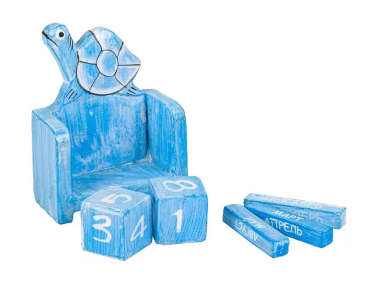 Calendrier en bois bleu 7x4x9h
