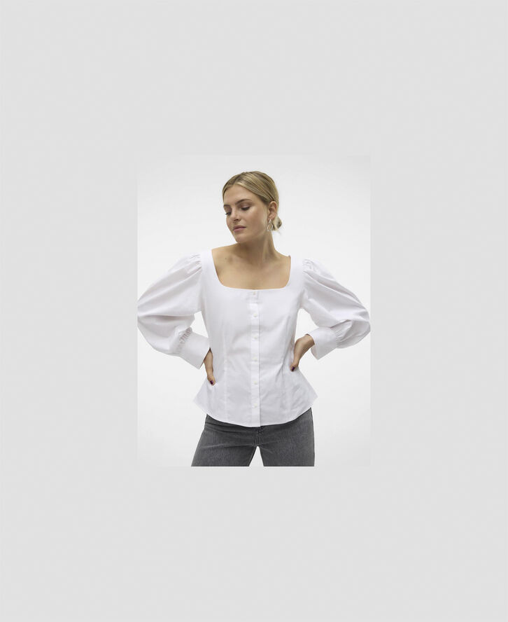Vero Moda VMFRIDA LS TOP WVN GA Snow white