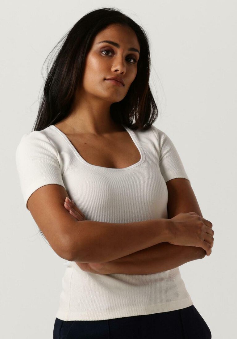 VANILIA gebroken wit vanilia top contrast top rib