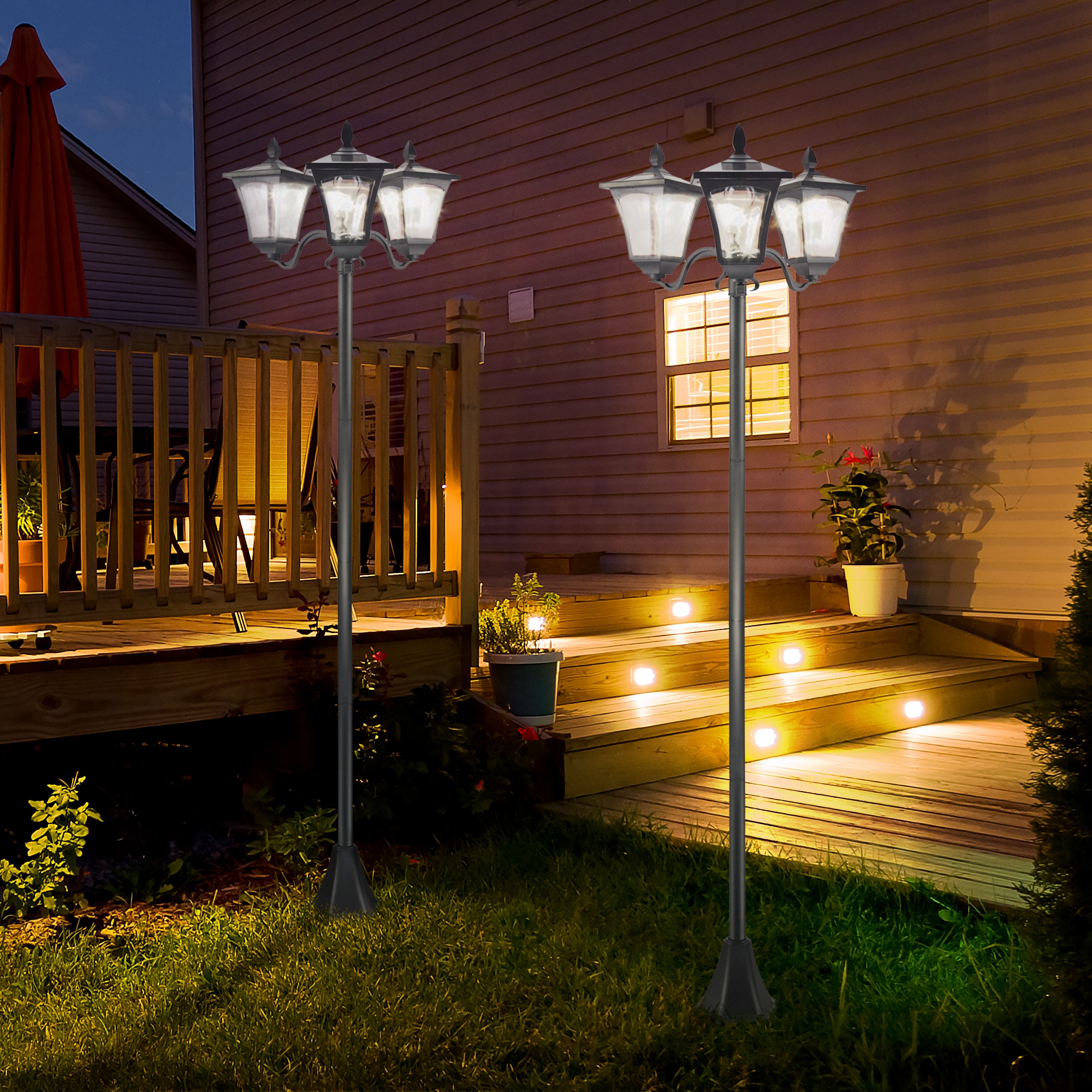 Postes de iluminação solar Outsunny pretos