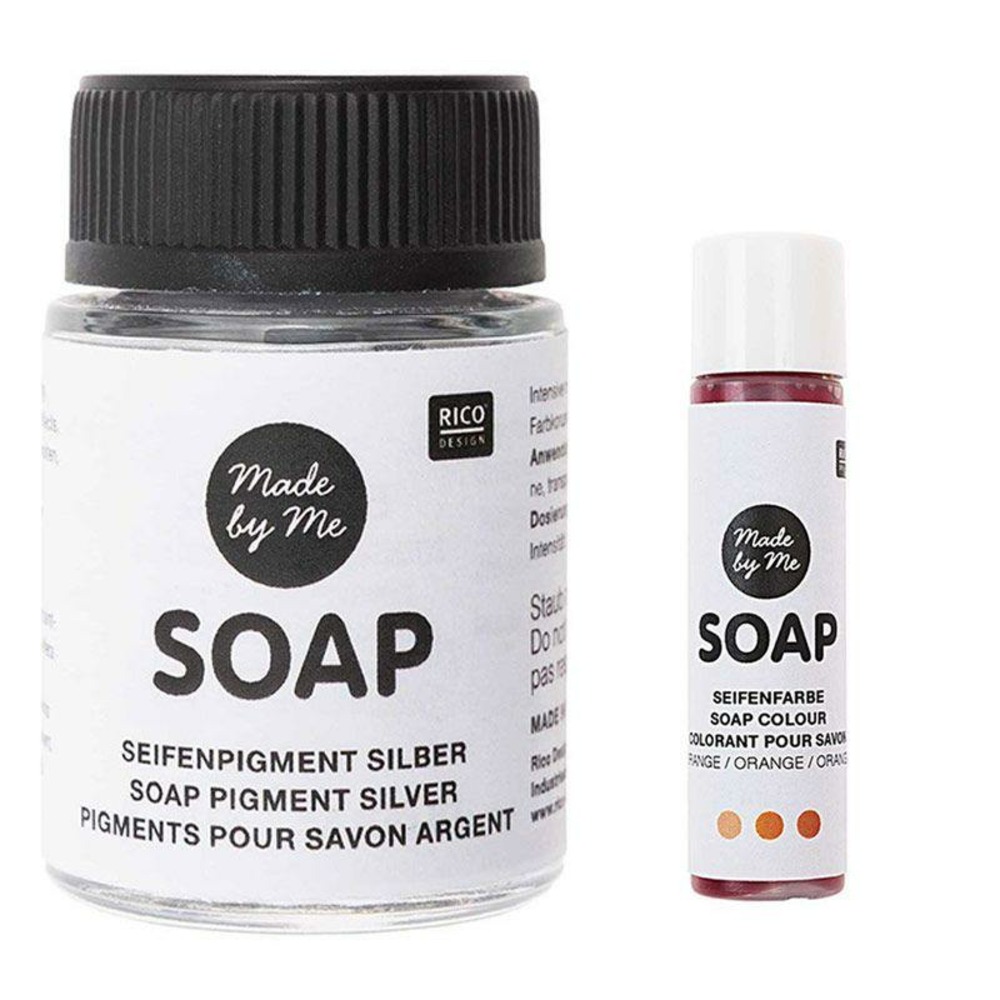 Pigment argenté pour savon 20 ml + colorant orange