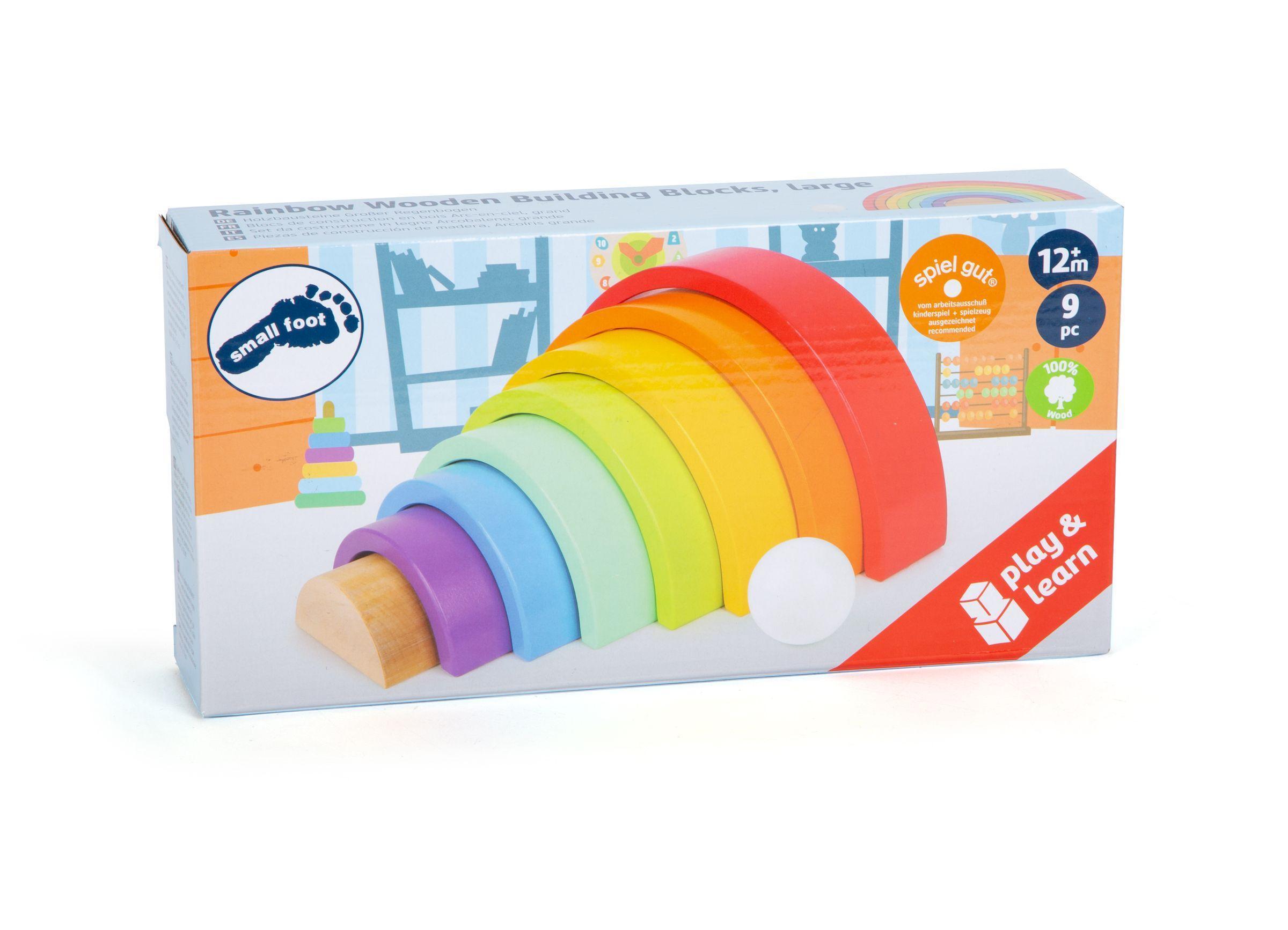 Holzbausteine GROßER REGENBOGEN 7-teilig in bunt