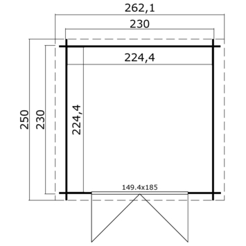 Tuinhuis Indy vurenhout onbehandeld 230 x 230 cm