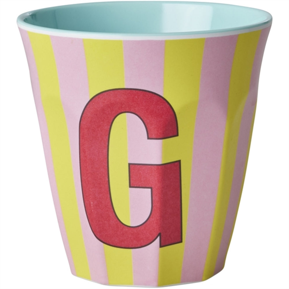 Pinkish Stripes Melamin Alfabet Kop - Rice