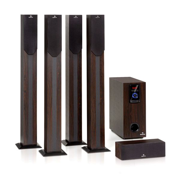 Auna Areal Elegance Sistema Surround Canal 5.1 190W RMS BT USB SD AUX Marrom Dark