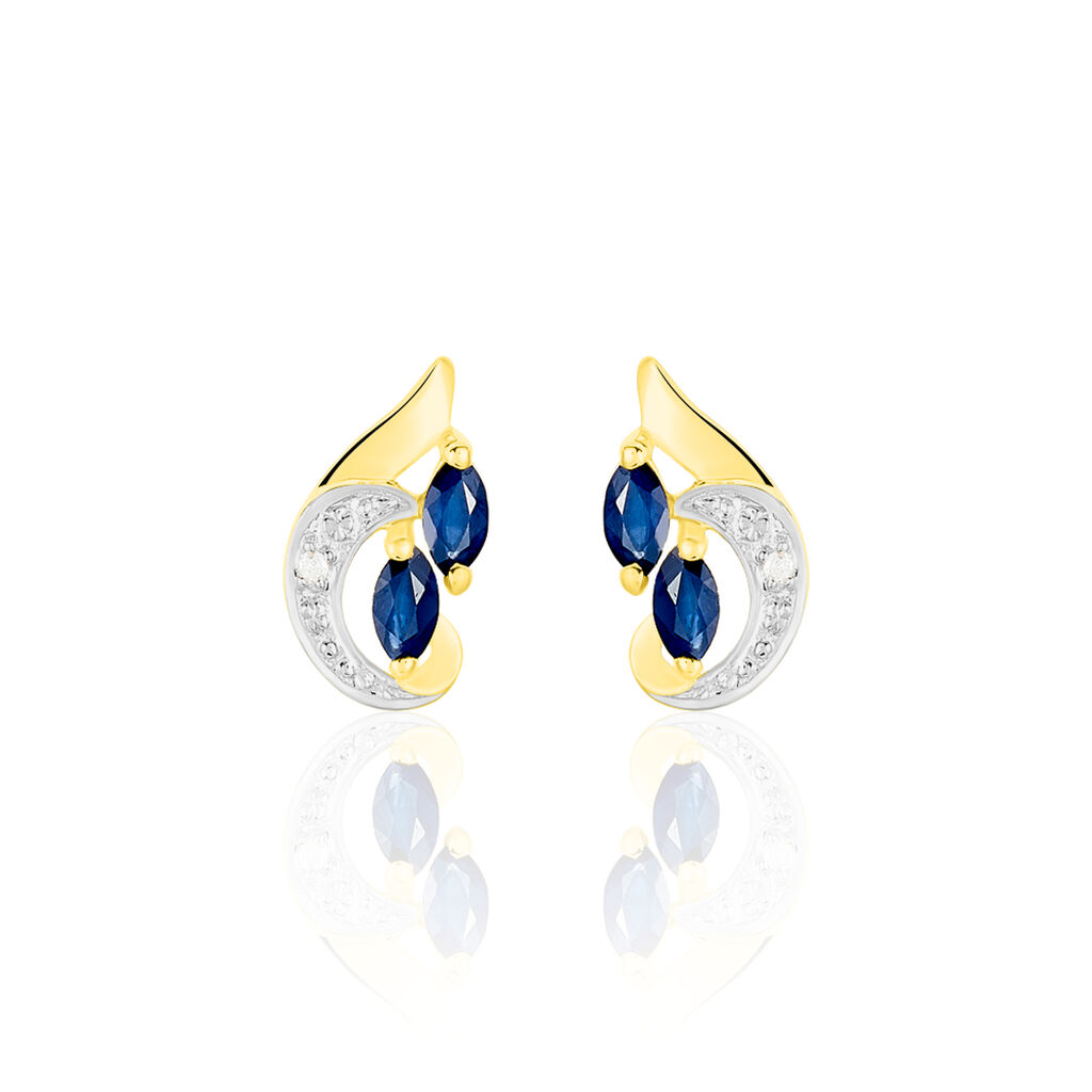 Boucles D'oreilles Puces Sakina Or Jaune Saphir Et Diamant Et Divers