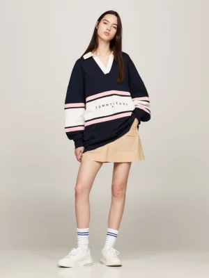 Camisa de rugby oversized com blocos de cores