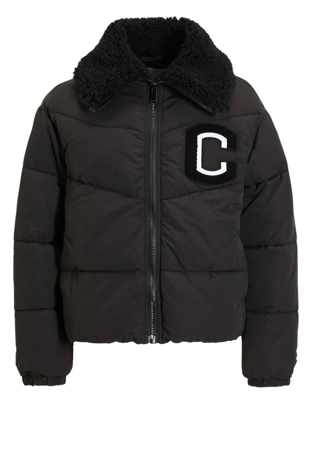 Coolcat Puffer Winterjas Joycemet Teddy Kraag Zwart