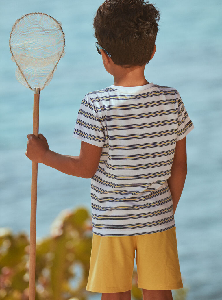 T-shirt et short écru et jaune en jersey