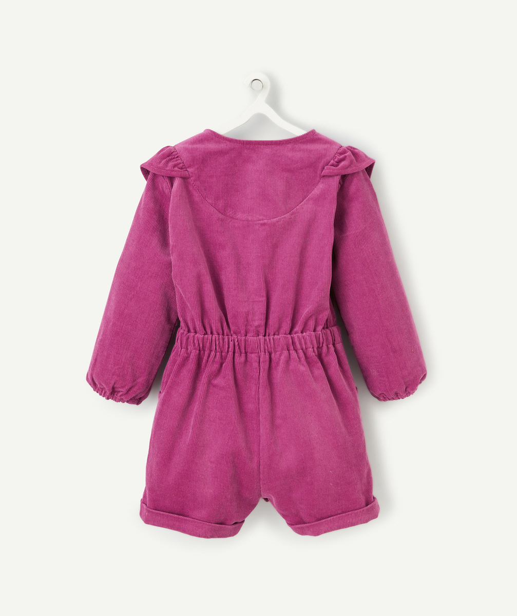 COMBISHORT BÉBÉ FILLE EN VELOURS CÔTELÉ VIOLET AVEC VOLANTS