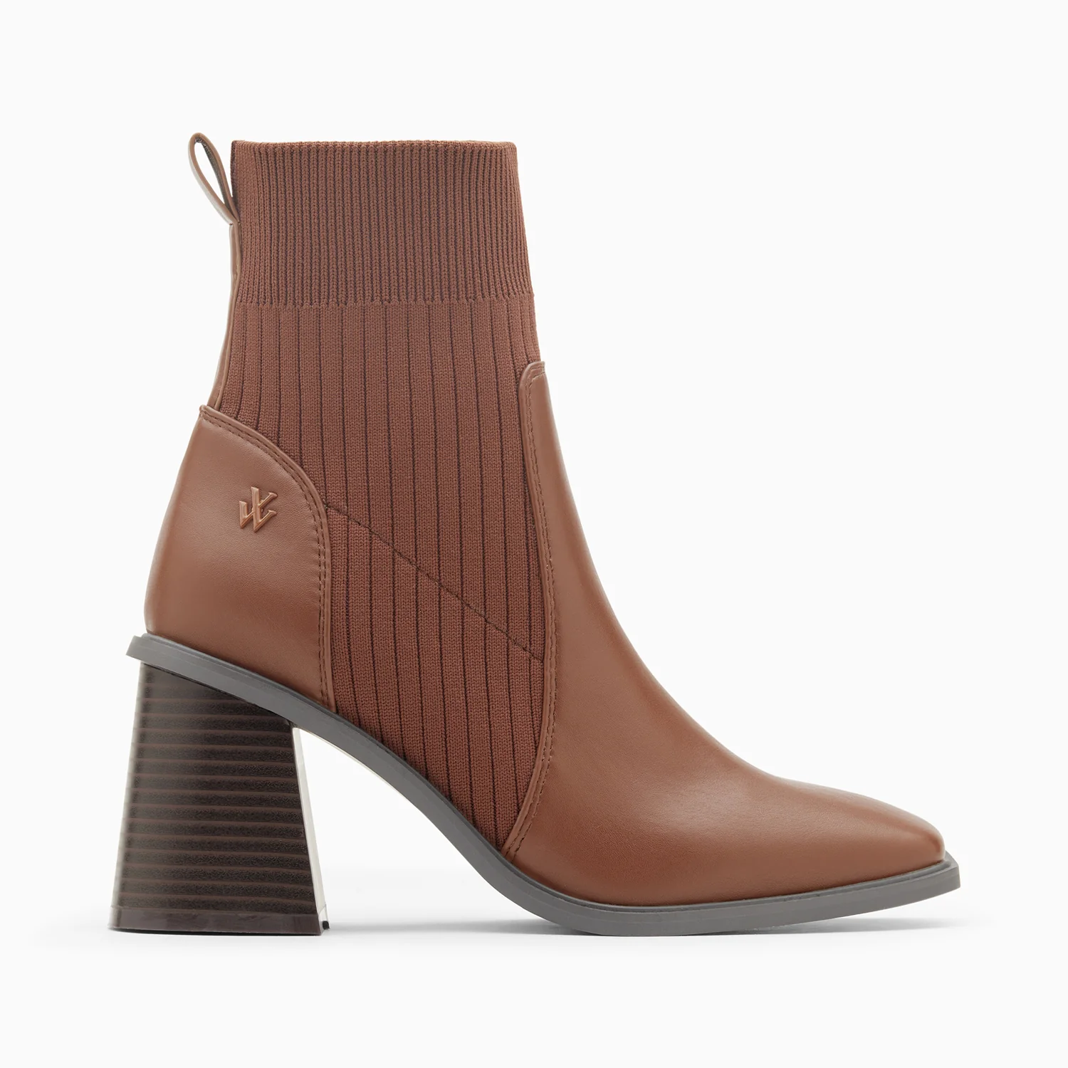 Bottines-Bottines chaussettes Jinger marron à talon trapèze