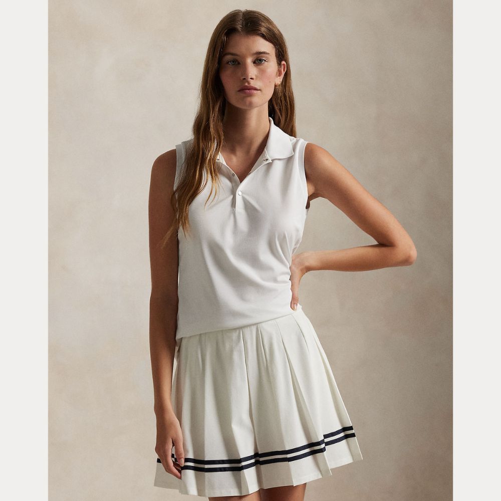 Classic Fit Sleeveless Pique Dame Hvit
