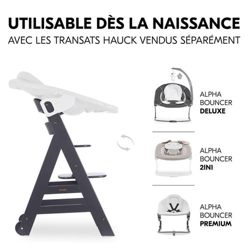Chaise haute Beta + Gris foncé - HAUCK