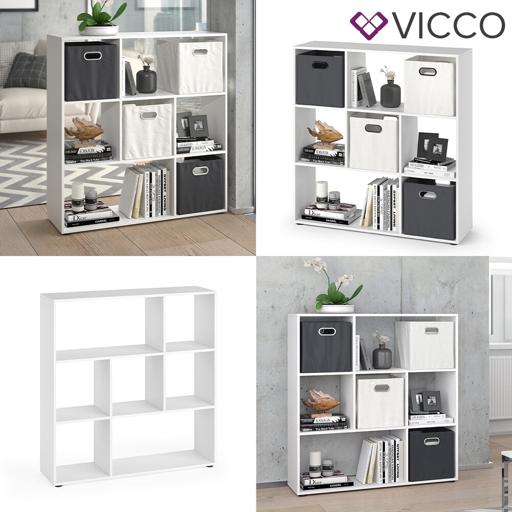 VICCO Raumteiler NOVE 7 Fächer Weiß - Bücherregal Würfelregal Standregal Regal
