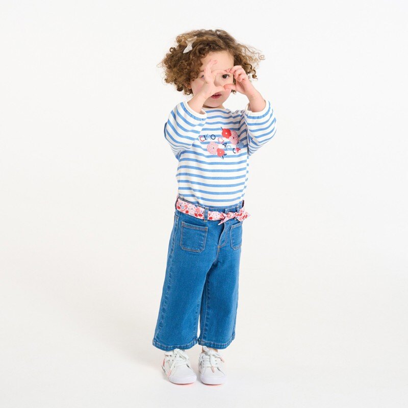Sweat molleton brodé bleu bébé fille Bleu