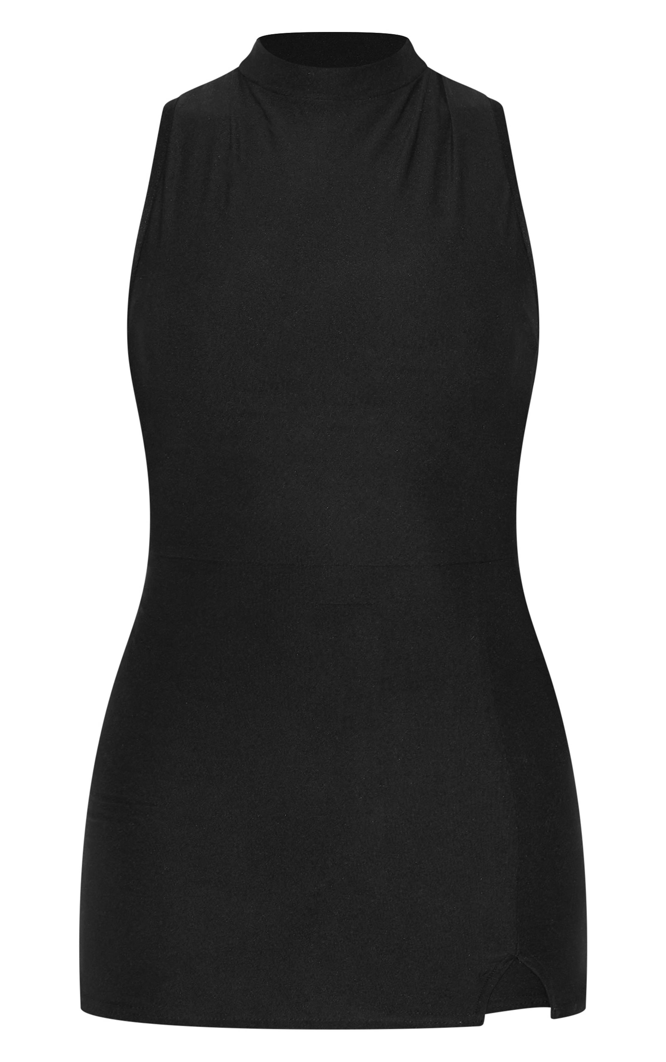 Noir Combinaison-short Petite À Col Montant Sans Manches En Tissu Doux Au Toucher