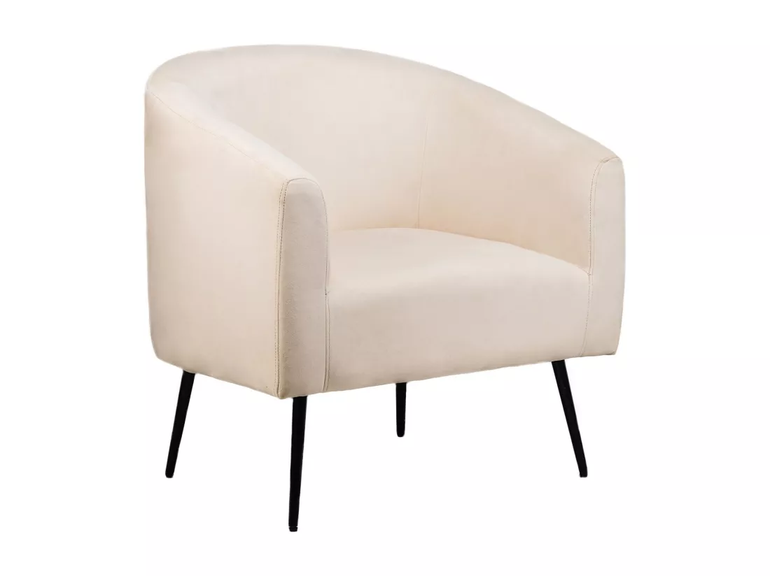 Fauteuil de salon en métal et velours beige