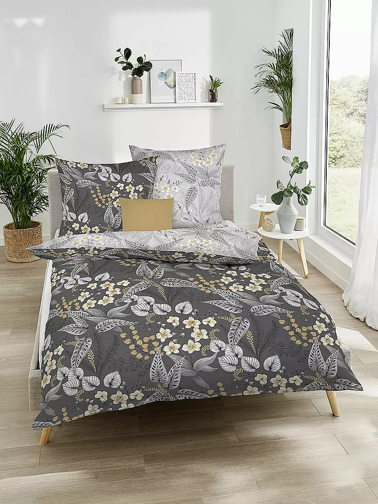 KAEPPEL Flanell Bettwäsche 70x90cm/140x200cm FELIA Anthrazit  grau