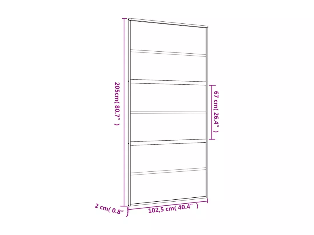 Porte coulissante doré 102,5x205cm verre ESG clair et aluminium