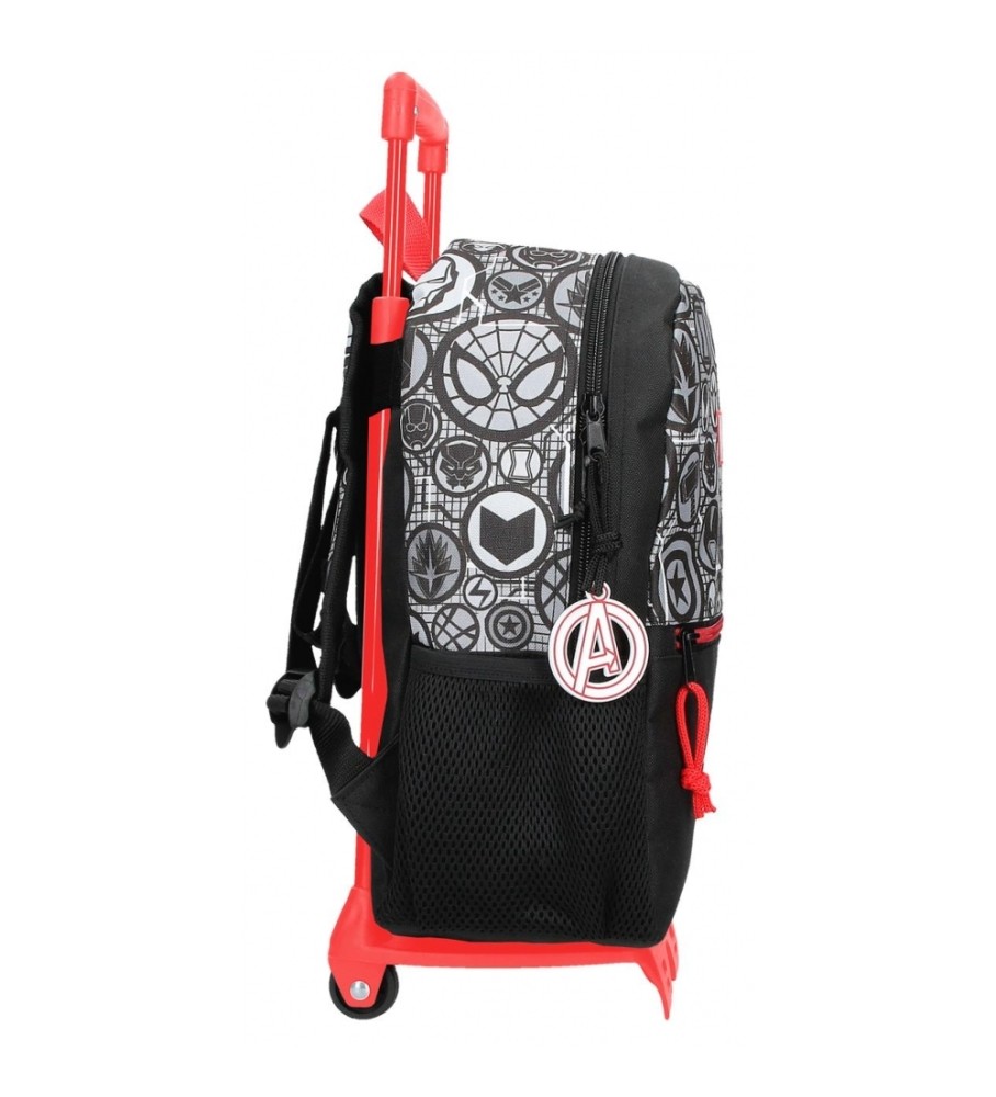 Mochila Disney Avengers Heroes com Rodas, Preta - 25x32x12cm -
