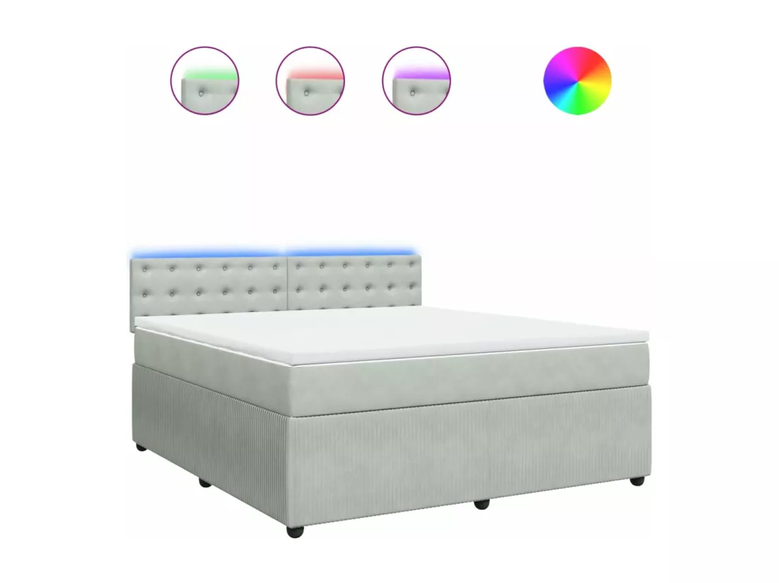 Sommier à lattes de lit et matelas Gris clair 180x200cm Velours