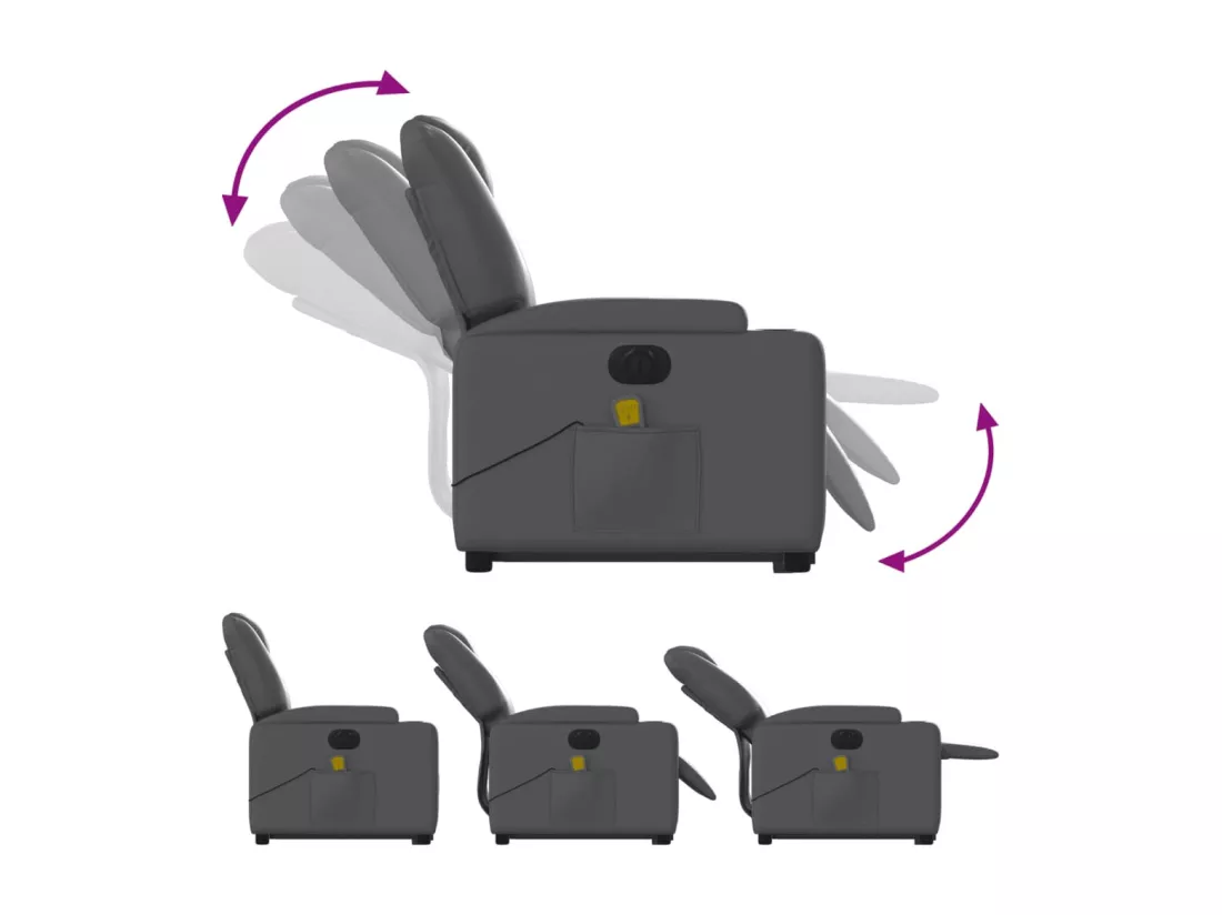 Fauteuil inclinable massant électrique gris similicuir