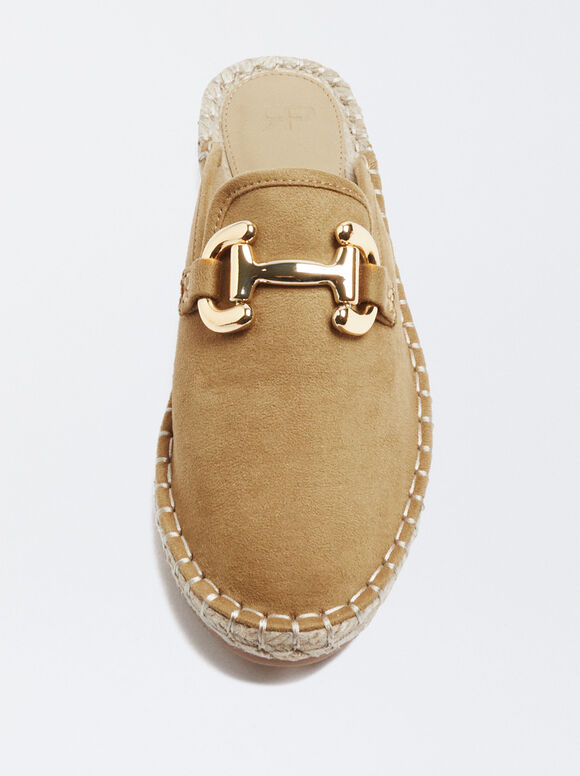 Mules com fivela de juta - Bege