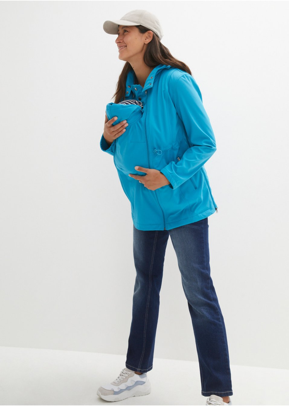 Veste softshell de grossesse et de portage, ampleur ajustable
