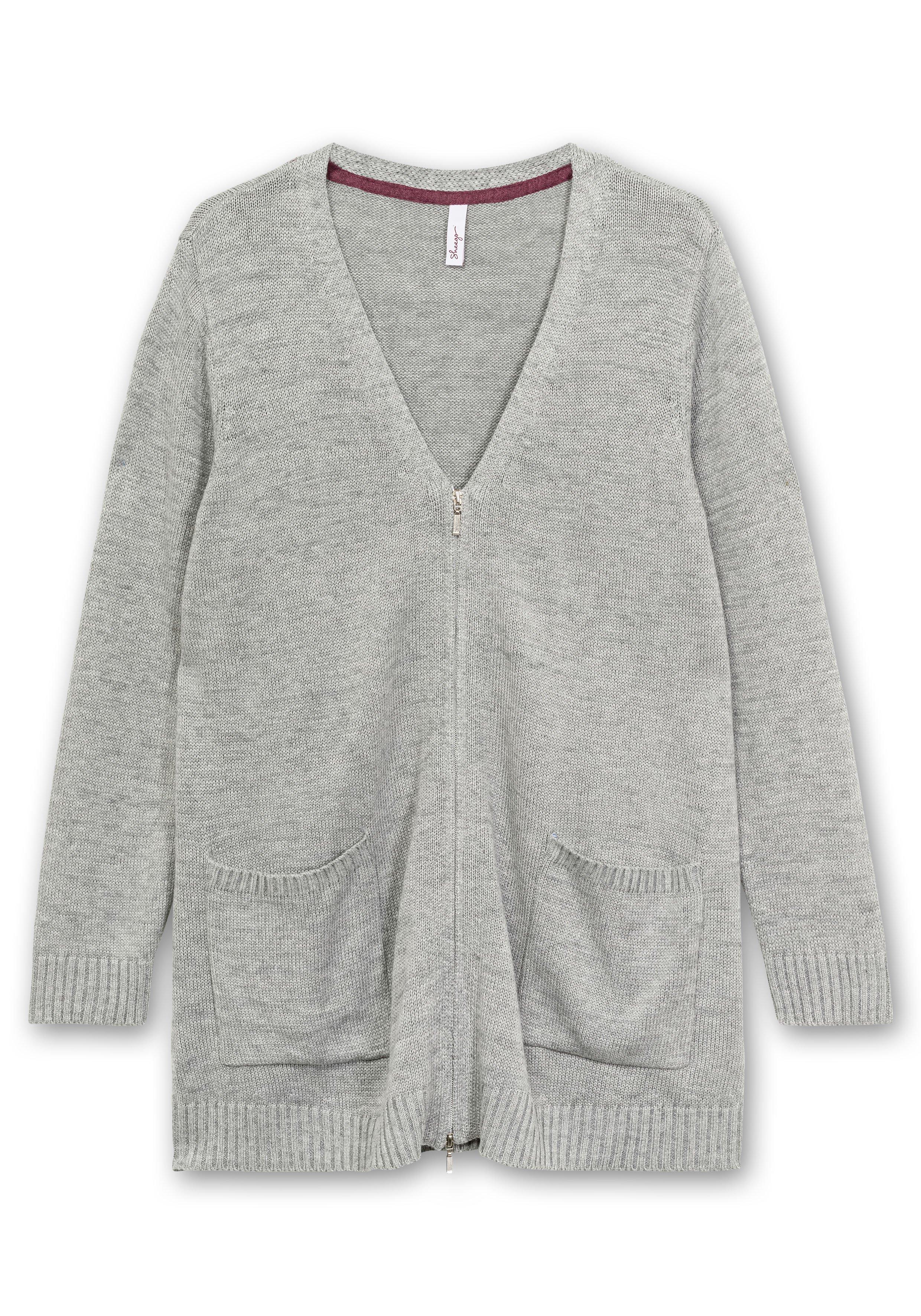 Strickjacke mit Reißverschluss, mit Kaschmiranteil