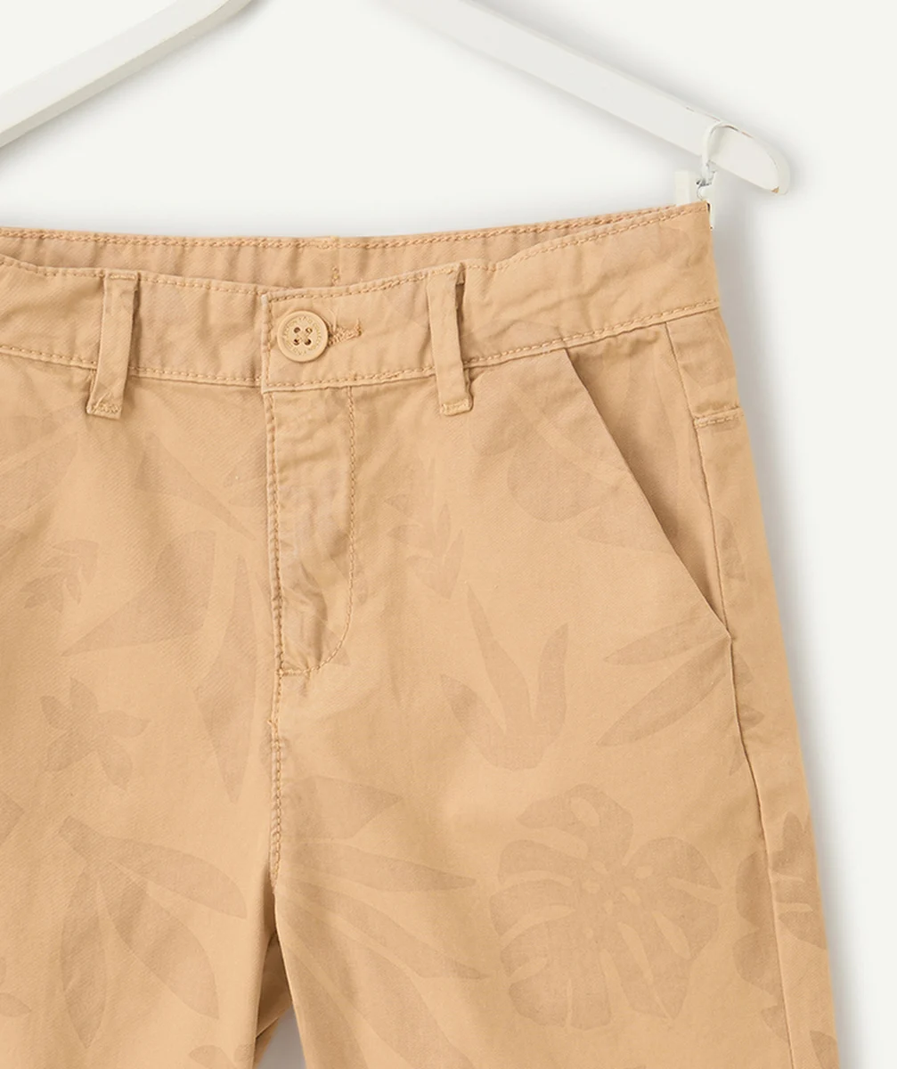 bermuda chino garçon marron imprimé tropical