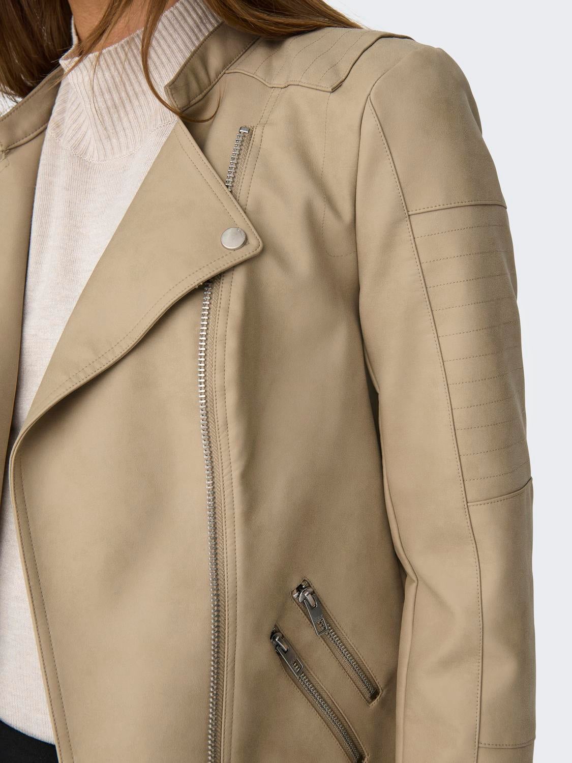 ONLAVA Bikerjacke in Lederoptik White Pepper