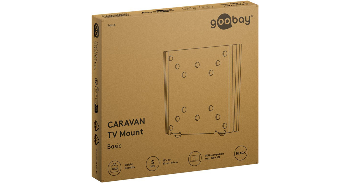 goobayTV Wall Mount Caravan FIXED (S), 13 to 27 inch wandmontage   (Zwart)