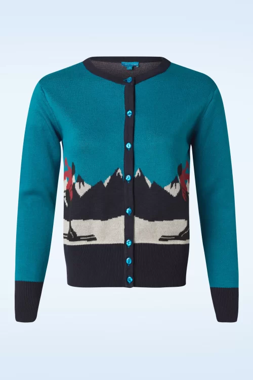 Pretty Vacant Alpine gebreid vest in tealblauw