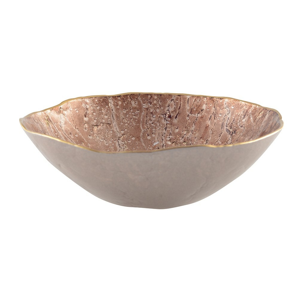 Bol marron avec bord dore 20cm