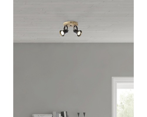 Plafondspot Rondell 2-lichts HxB 13x16 cm bruin/zwart