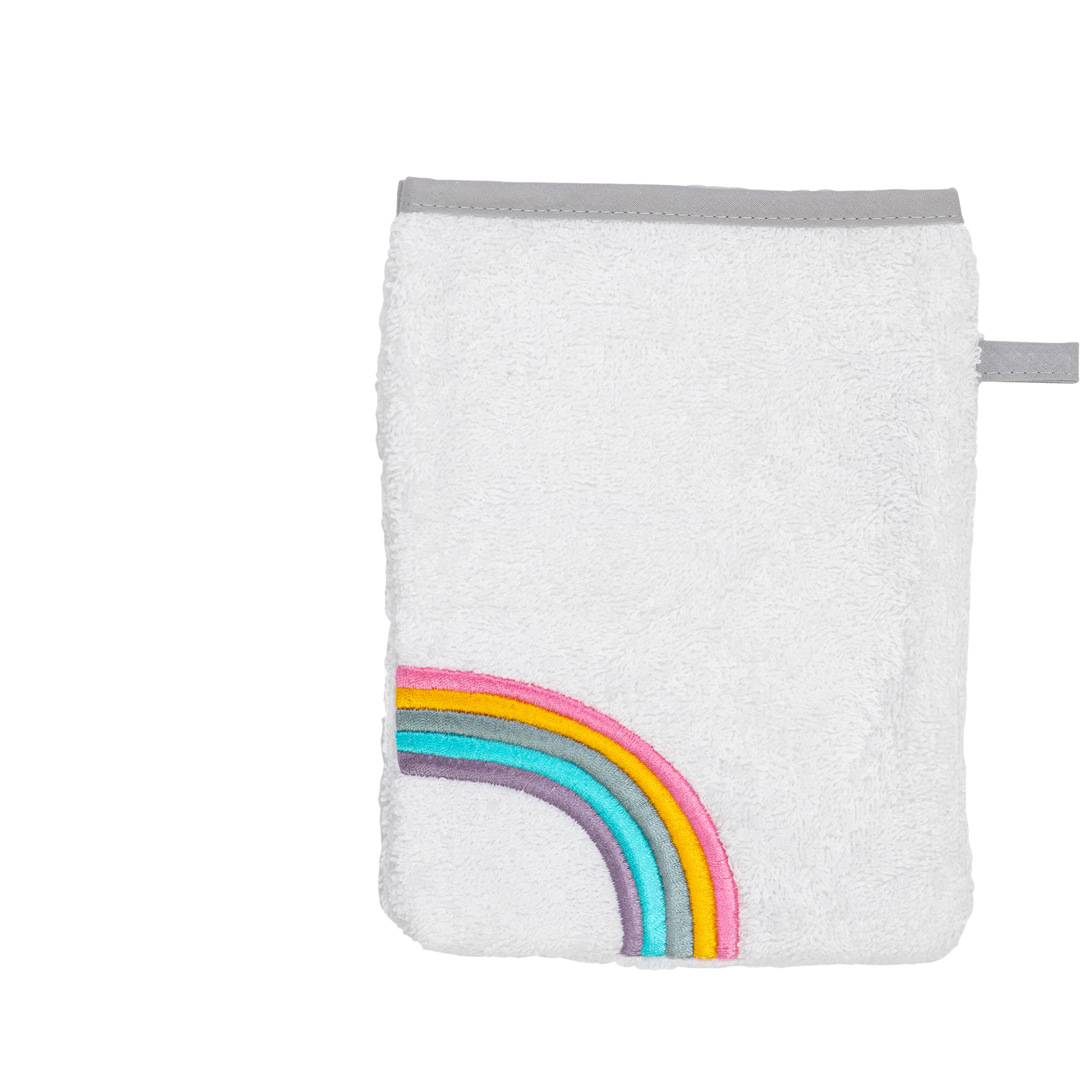 Smithy Waschhandschuh REGENBOGEN 14 x 23 cm weiß