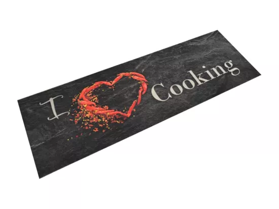 Tapis de cuisine lavable impression cuisine noir 60x180 cm