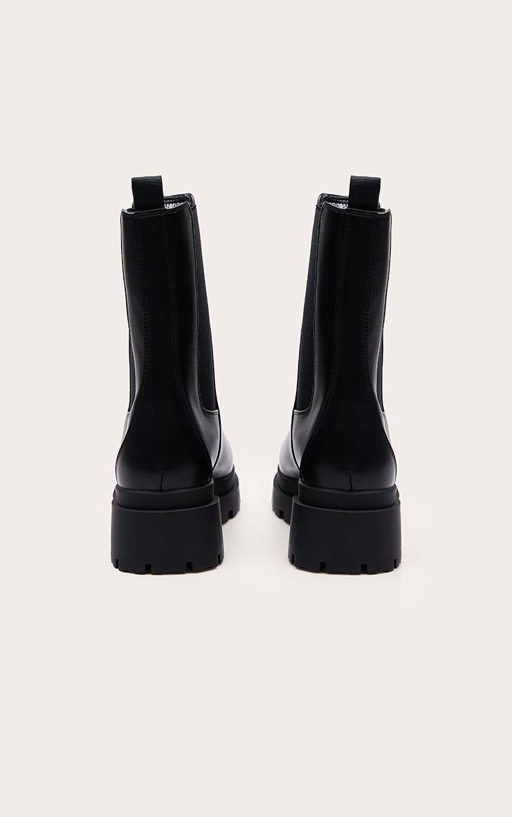 Noir Bottines Chelsea En Synthétiquecuir À Semelle Épaisse